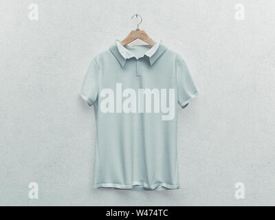 Impostare isolate di t-shirt bianco o realistici capi di vestiario. Il rendering 3d. vuoto o vuoto, chiaro Maglietta in cotone. Uomo e donna mockup uniforme Foto Stock