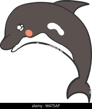 Carino Killer Whale, illustrazione vettore su sfondo bianco. Illustrazione Vettoriale