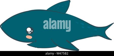 Carino shark, illustrazione vettore su sfondo bianco. Illustrazione Vettoriale