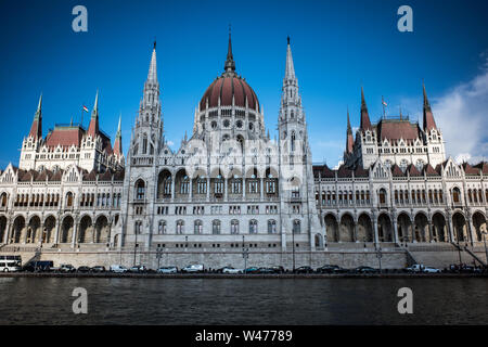 HUNGARIA - BUDAPEST IL PARLAMENTO - ERICTED DAL 1885 AL 1904 - Architetto Imre Steindl - PARLAMENT - ORSZÀGHÀZ - Budapest edificio storico- BUDAPEST UNGHERIA © Frédéric BEAUMONT Foto Stock