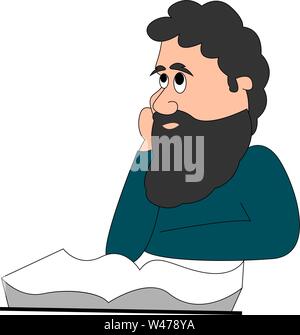 Filosofo, illustrazione, vettore su sfondo bianco. Illustrazione Vettoriale