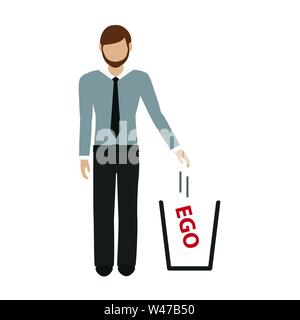 Uomo di affari ego getta via illustrazione vettoriale EPS10 Illustrazione Vettoriale