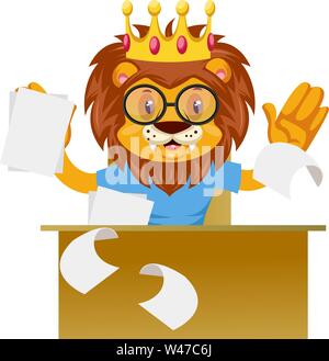 Lion funziona, illustrazione, vettore su sfondo bianco. Illustrazione Vettoriale