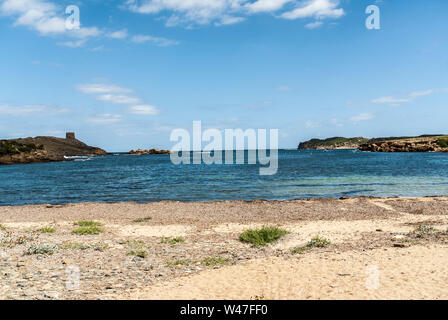 Es Colomar,isola di Minorca,lungo la cami de Cavalls passeggiata costiera. Foto Stock