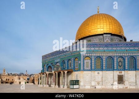 La moschea di al-Aqsa o Cupola della roccia a Gerusalemme, Israele. Vista da vicino Foto Stock