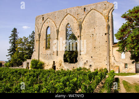 La grande parete a Saint Emilion, il resto del monastero Domenicana, Aquitaine, Francia Foto Stock