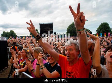 Ventole guardando Stereophonics performing live al Festival Latitude, Henham Park, Suffolk, Regno Unito il XX luglio 2019 Foto Stock