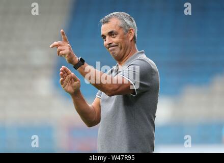 Bochum, Deutschland. Il 20 luglio, 2019. firo: 20.07.2019, calcio, 2.Bundesliga, stagione 2019/2020, Test match, VfL Bochum - Hertha BSC Berlin coach Robin DUTT, Bochum, gesto | Credit: dpa/Alamy Live News Foto Stock