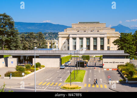 Palazzo delle Nazioni edificio. Ufficio delle Nazioni Unite a Ginevra, Svizzera Foto Stock