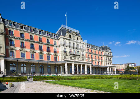 Palais Wilson edificio. La sede dell Ufficio dell'Alto Commissario delle Nazioni Unite per i Diritti Umani (OHCHR). Ginevra. Svizzera Foto Stock