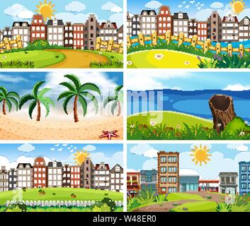 Set di diverse scene illustrazione Illustrazione Vettoriale