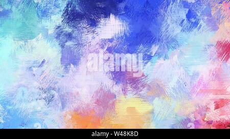 Verniciatura a pennello con colori misti di grigio chiaro e blu royal e blu lavanda abstract grunge arte per usare come sfondo della tessitura o elemento di design. Foto Stock