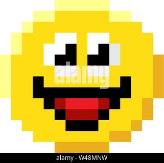 Emoticon faccia arte pixel a 8 bit Video Game Icona Illustrazione Vettoriale