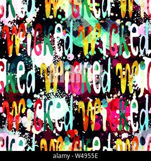 Un modello senza giunture di parole in inglese in stile graffiti. Qualità illustrazione vettoriale per il tuo design Illustrazione Vettoriale