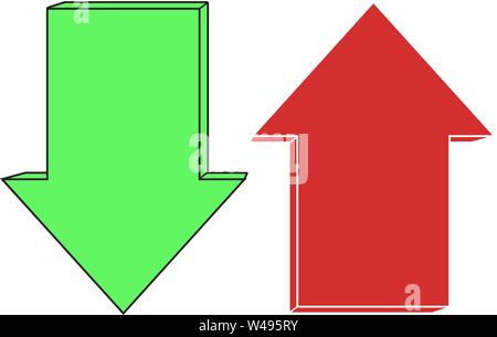In alto e in basso le frecce diritte. Rosso e verde Illustrazione Vettoriale
