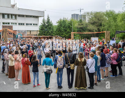 VLADIVOSTOK, RUSSIA - Luglio 20, 2019: Festival del gioco e una serie di libri serie Witcher. Foto Stock