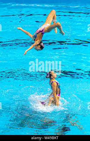 17 luglio 2019 Gwangju, Corea del Sud 18° Campionato Mondiale di Aquatica della FINA HKG - Hong Kong, Cina, CHEW Ching Lam CHIN Pak Yin Serena, CHONG Eva DULANI Nandini, KAWAZOE Haruka POON Christie Chi Kiu, SOMMA su TZE Yan Gwangju Corea del Sud 17/07/2019 squadra di nuoto artistico preliminari gratuiti 18° Campionato Mondiale di Aquatica della FINA palestra Yeomju Foto Stock