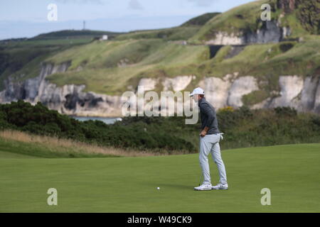 Portrush, UK. Il 20 luglio, 2019. La Giordania Speith sul quinto foro durante il terzo round della 148th British Open Championship al Royal Portrush Golf Club nella contea di Antrim, Irlanda del Nord, il 20 luglio 2019. Credito: Aflo Co. Ltd./Alamy Live News Foto Stock