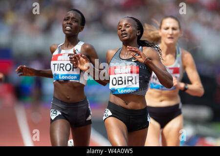 Londra, Inghilterra xxi luglio Hellen Obiri vincendo il 5000m a Muller anniversario giochi presso la London Stadium, Stratford domenica 21 luglio 2019. Foto Stock