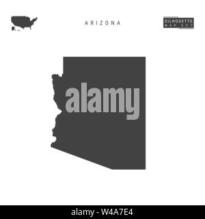 Arizona stato usa il vettore vuoto mappa isolati su sfondo bianco. High-Detailed silhouette nera Mappa di Arizona. Illustrazione Vettoriale