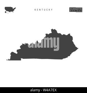 Kentucky stato usa il vettore vuoto mappa isolati su sfondo bianco. High-Detailed silhouette nera Mappa del Kentucky. Illustrazione Vettoriale