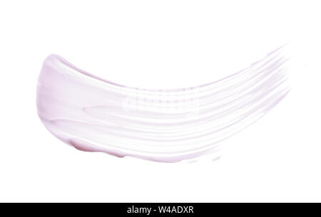 Delicatamente pennellate di colore rosa e la consistenza di crema per il viso o vernice acrilica isolati su sfondo bianco Foto Stock