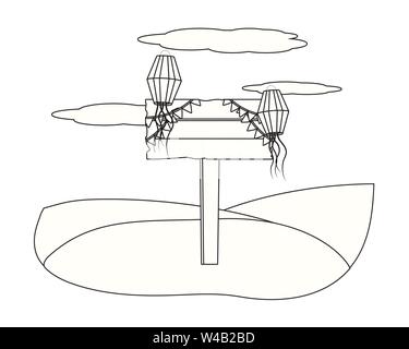 Festa junina brasile party festival giugno celebrazione il telaio in legno con elementi tradizionali del fumetto illustrazione vettoriale graphic design Illustrazione Vettoriale