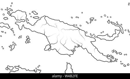 Mappa del mondo DI PAPUA NUOVA GUINEA: Australasia, Micronesia, Melanesia, Polinesia, Oceania Oceano Pacifico (regione Asia Pacifico). Grafico geografica. Foto Stock