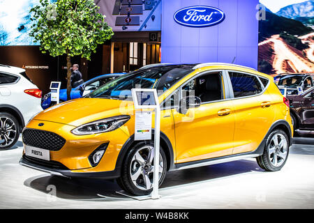 Bruxelles, Belgio, Jan 2019 nuova Ford Fiesta, Bruxelles Motor Show, settima generazione prodotta dalla multinazionale americana automobilistico Ford Motor Company Foto Stock