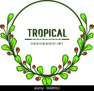 Banner per tropicali foglie verdi fioriture di telaio. Illustrazione Vettoriale Illustrazione Vettoriale