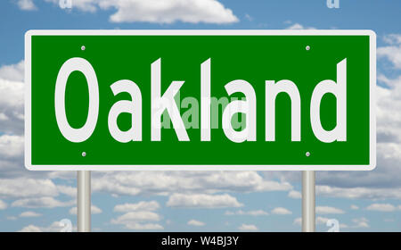 Il rendering di un verde autostrada segno di Oakland Foto Stock