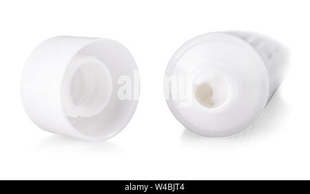Fustellato aperto il tubo in plastica isolato su bianco Foto Stock