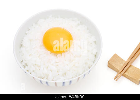 Giapponese di riso cotto con uovo crudo, Tamago kake gohan Foto Stock