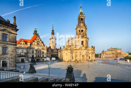 Piazza di Dresda, Germania, Hofkirche Foto Stock