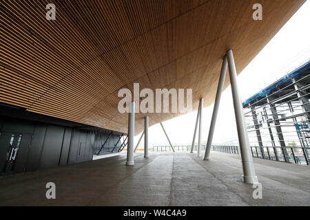 Tokyo, Giappone. 22 Luglio, 2019. Vista generale, 22 luglio 2019 : premere anteprima di Ariake Centro di ginnastica che sono in costruzione a Tokyo in Giappone. Credito: Aflo Co. Ltd./Alamy Live News Foto Stock