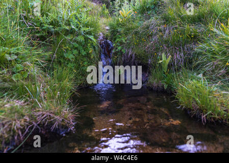 Piccolo fiume di montagna con cascata Foto Stock
