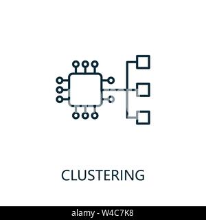 Icona di clustering sottile. Design semplice e creativo dalla collezione di icone di intelligenza artificiale. Icona di clustering per il web design e i dispositivi mobili Illustrazione Vettoriale