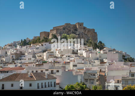 Castillo de Salobreña, castello del X secolo su bianco città di Salobreña, Costa Tropical, provincia di Granada, Andalusia, Spagna Foto Stock