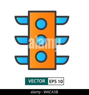 Trafic icona luce vettore. Stile del colore. Isolato su sfondo bianco. Illustrazione vettoriale EPS 10 Illustrazione Vettoriale