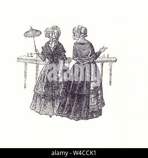 Illustrazione storico di due donne di Bad Ems Circa 1850 Foto Stock