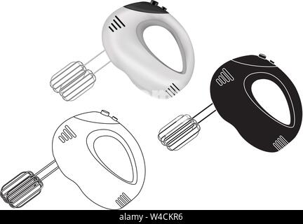 Miscelatore a mano. Apparecchio di cottura impostato Illustrazione Vettoriale