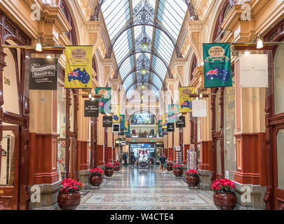 Il blocco Arcade, Melbourne - un epoca vittoriana shopping centre nel quartiere centrale degli affari (CBD), Melbourne, Victoria, Australia Foto Stock