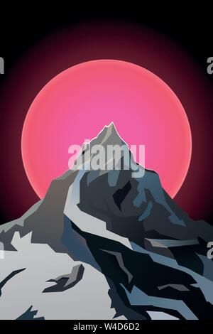 Paesaggio futuristico sfondo del picco di montagna Illustrazione Vettoriale