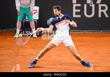 Amburgo, Germania. 22 Luglio, 2019. Campo da tennis, ATP-Tour, Amburgo European Open, single, uomini, 1° round nello stadio di Rothenbaum: Paire (Francia) - Chardy (Francia). Jeremy Chardy in azione. Credito: Daniel Bockwoldt/dpa/Alamy Live News Foto Stock