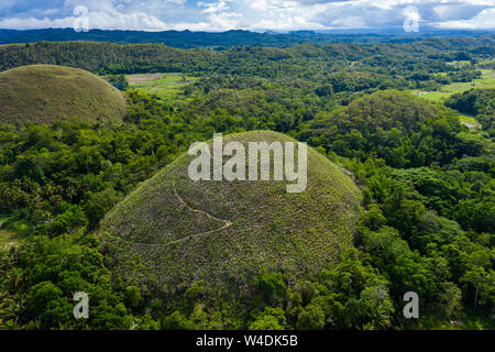 Vista aerea del cioccolato area collinare di Bohol nelle Filippine Foto Stock