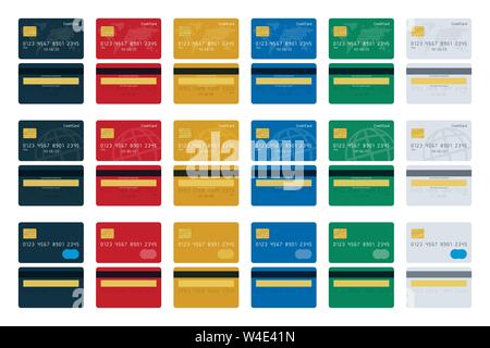 Grande isolato icona set di carte di credito. Vettore finanziario design. Illustrazione Vettoriale