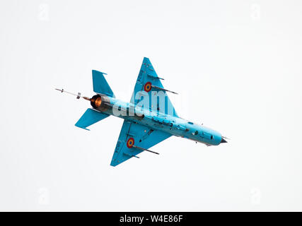 MIG-21 Lanser rumeno della Air Force visualizzazione a RIAT 2019 Foto Stock