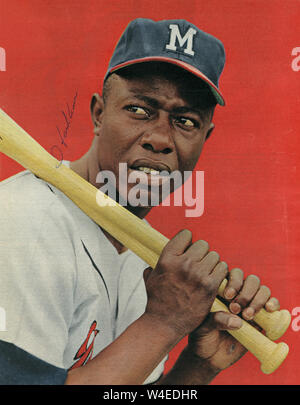 Hall of Fame giocatore di baseball Hank Aaron con il Milwaukee Braves negli anni cinquanta e sessanta. Foto Stock