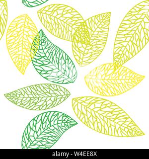 Carino foglia vettore seamless pattern. Abstract stampa con foglie. Elegante bella natura ornamento per tessuto, di imballaggio e di prodotti tessili Illustrazione Vettoriale