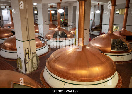 Pentola di cereali (rame fermentatore serbatoi) in Coors Brewery - Golden, Colorado, STATI UNITI D'AMERICA Foto Stock